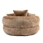 Canapé relax à dossier haut en chenille avec 3 coussins et pouf géant