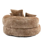 Canapé relax à dossier haut en chenille avec 3 coussins et pouf géant
