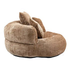 Canapé relax à dossier haut en chenille avec 3 coussins et pouf géant