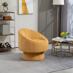 Fauteuil pivotant à 360° moderne de 73 cm (28,75 po) revêtu de velours, avec structure en bois et coussin lombaire