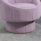 Fauteuil pivotant à 360° moderne de 73 cm (28,75 po) revêtu de velours, avec structure en bois et coussin lombaire
