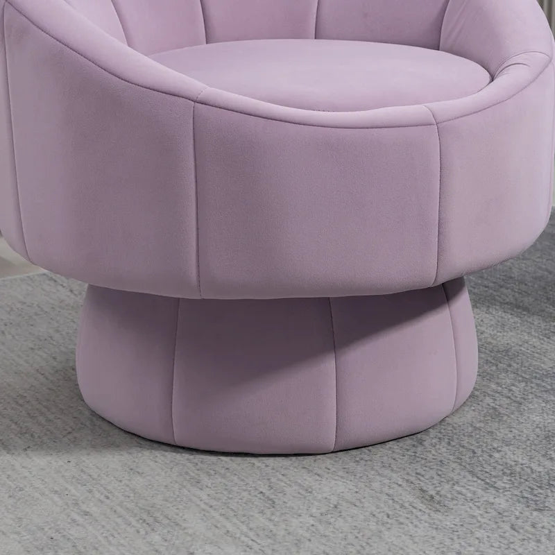 Fauteuil pivotant à 360° moderne de 73 cm (28,75 po) revêtu de velours, avec structure en bois et coussin lombaire