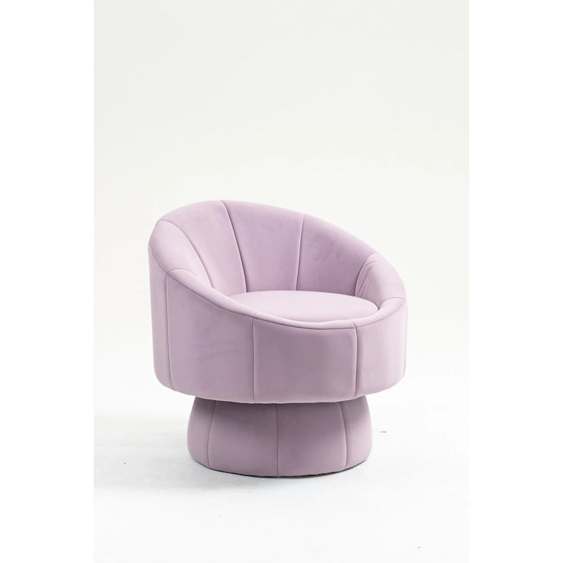 Fauteuil pivotant à 360° moderne de 73 cm (28,75 po) revêtu de velours, avec structure en bois et coussin lombaire