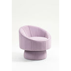 Fauteuil pivotant à 360° moderne de 73 cm (28,75 po) revêtu de velours, avec structure en bois et coussin lombaire