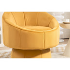 Fauteuil pivotant à 360° moderne de 73 cm (28,75 po) revêtu de velours, avec structure en bois et coussin lombaire