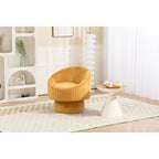 Fauteuil pivotant à 360° moderne de 73 cm (28,75 po) revêtu de velours, avec structure en bois et coussin lombaire