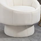 Fauteuil pivotant à 360° moderne de 73 cm (28,75 po) revêtu de velours, avec structure en bois et coussin lombaire