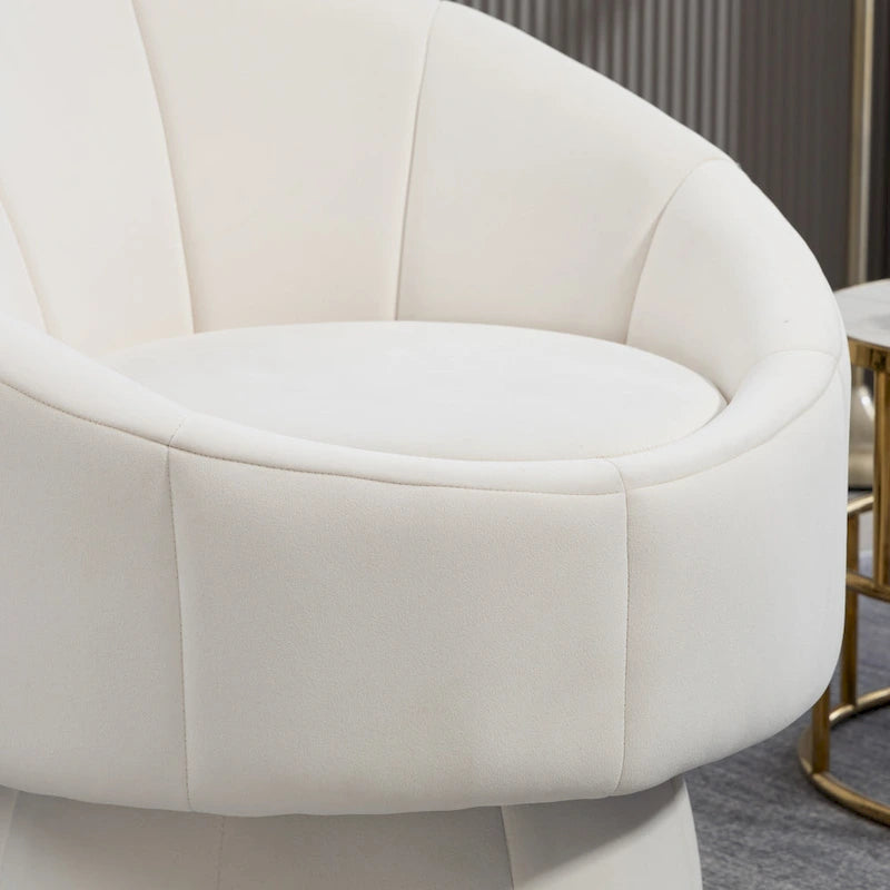 Fauteuil pivotant à 360° moderne de 73 cm (28,75 po) revêtu de velours, avec structure en bois et coussin lombaire