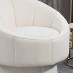 Fauteuil pivotant à 360° moderne de 73 cm (28,75 po) revêtu de velours, avec structure en bois et coussin lombaire