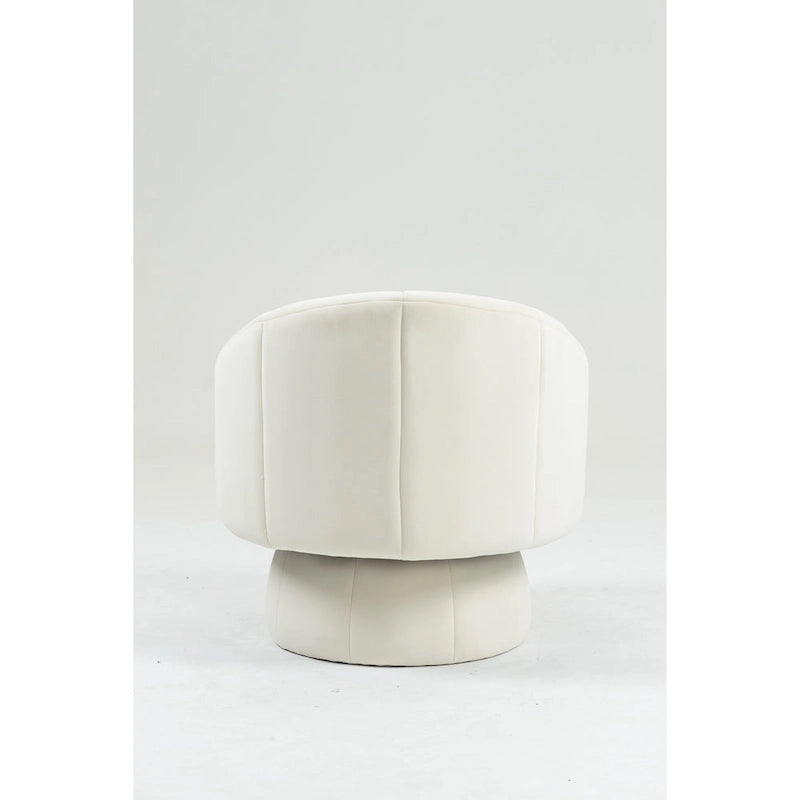 Fauteuil pivotant à 360° moderne de 73 cm (28,75 po) revêtu de velours, avec structure en bois et coussin lombaire