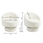 Fauteuil pivotant à 360° moderne de 73 cm (28,75 po) revêtu de velours, avec structure en bois et coussin lombaire