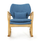 Fauteuil à bascule en bois massif avec coussin en lin et fabrication artisanale haut de gamme