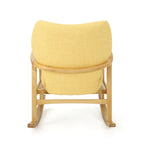 Fauteuil à bascule en bois massif avec coussin en lin et fabrication artisanale haut de gamme