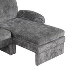 Canapé-lit futon en chenille 94.1, en forme de L, avec dossier réglable et méridienne réversible.