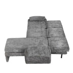 Canapé-lit futon en chenille 94.1, en forme de L, avec dossier réglable et méridienne réversible.