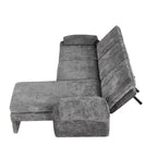 Canapé-lit futon en chenille 94.1, en forme de L, avec dossier réglable et méridienne réversible.
