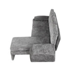 Canapé-lit futon en chenille 94.1, en forme de L, avec dossier réglable et méridienne réversible.
