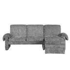 Canapé-lit futon en chenille 94.1, en forme de L, avec dossier réglable et méridienne réversible.
