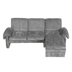 Canapé-lit futon en chenille 94.1, en forme de L, avec dossier réglable et méridienne réversible.