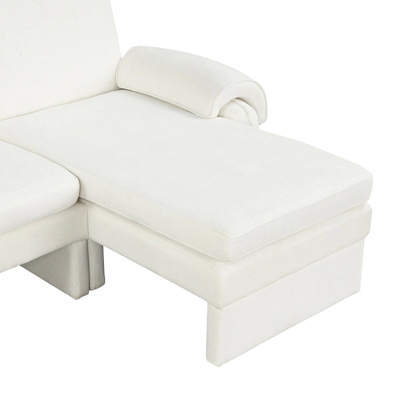 Canapé-lit futon en chenille 94.1, en forme de L, avec dossier réglable et méridienne réversible.