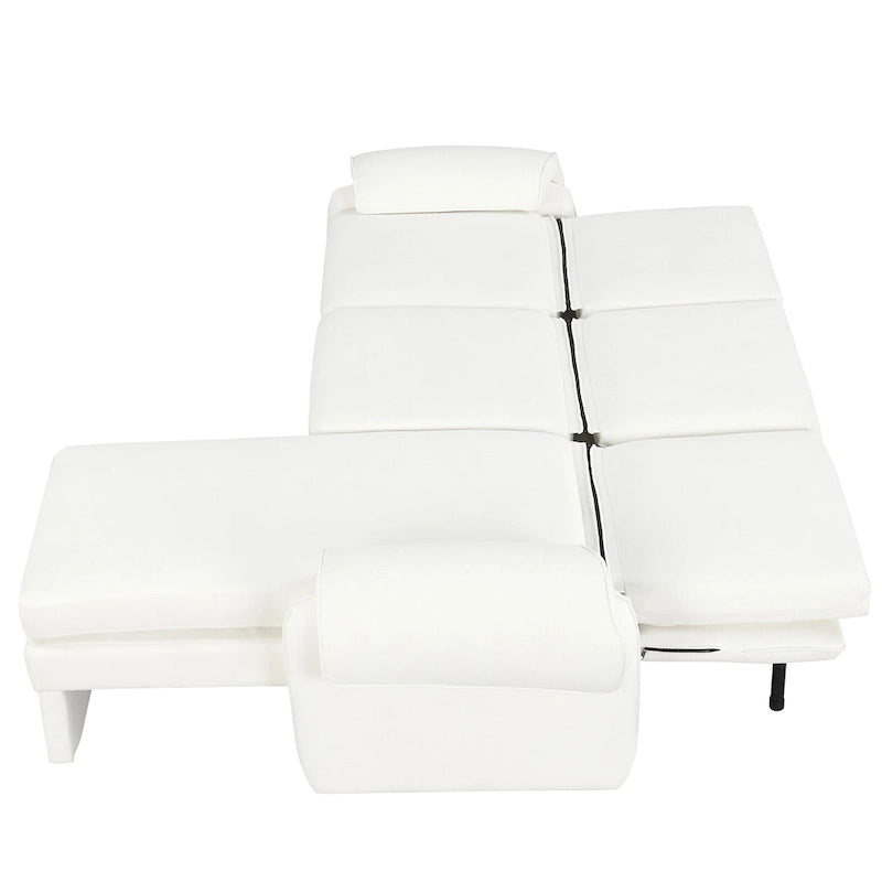 Canapé-lit futon en chenille 94.1, en forme de L, avec dossier réglable et méridienne réversible.