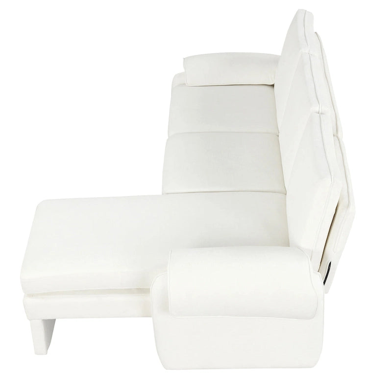 Canapé-lit futon en chenille 94.1, en forme de L, avec dossier réglable et méridienne réversible.