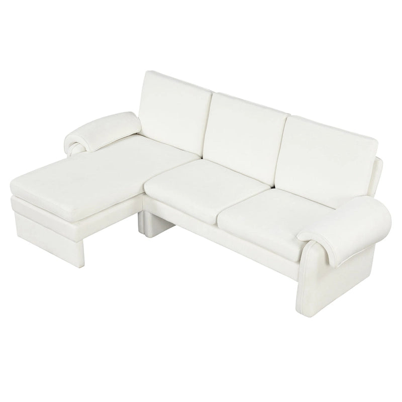 Canapé-lit futon en chenille 94.1, en forme de L, avec dossier réglable et méridienne réversible.