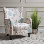 Fauteuil rembourré moderne rétro à dossier haut de 77 cm avec pieds en bois pour salon