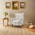Fauteuil rembourré moderne rétro à dossier haut de 77 cm avec pieds en bois pour salon