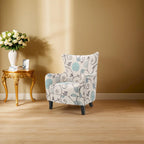 Fauteuil rembourré moderne rétro à dossier haut de 77 cm avec pieds en bois pour salon