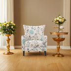 Fauteuil rembourré moderne rétro à dossier haut de 77 cm avec pieds en bois pour salon