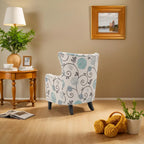 Fauteuil rembourré moderne rétro à dossier haut de 77 cm avec pieds en bois pour salon