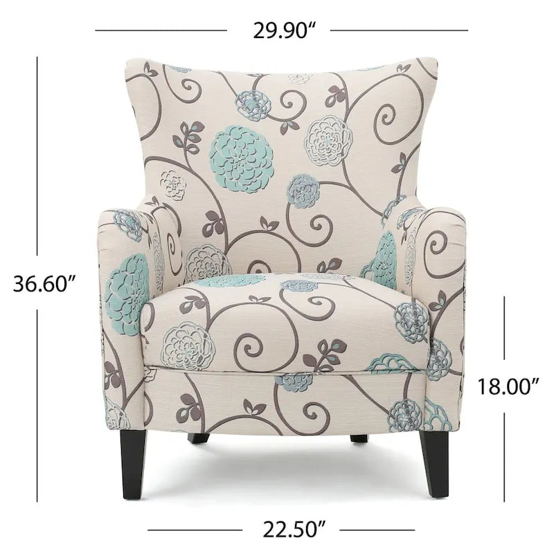 Fauteuil rembourré moderne rétro à dossier haut de 77 cm avec pieds en bois pour salon