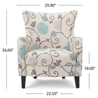 Fauteuil rembourré moderne rétro à dossier haut de 77 cm avec pieds en bois pour salon