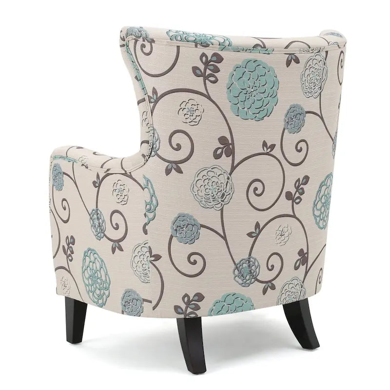 Fauteuil rembourré moderne rétro à dossier haut de 77 cm avec pieds en bois pour salon