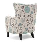 Fauteuil rembourré moderne rétro à dossier haut de 77 cm avec pieds en bois pour salon