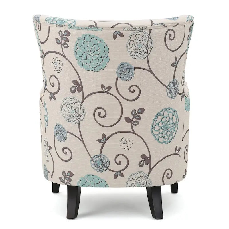 Fauteuil rembourré moderne rétro à dossier haut de 77 cm avec pieds en bois pour salon