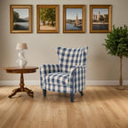 Fauteuil rembourré moderne rétro à dossier haut de 77 cm avec pieds en bois pour salon