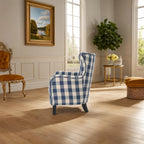 Fauteuil rembourré moderne rétro à dossier haut de 77 cm avec pieds en bois pour salon