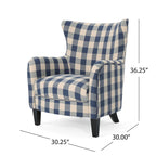 Fauteuil rembourré moderne rétro à dossier haut de 77 cm avec pieds en bois pour salon