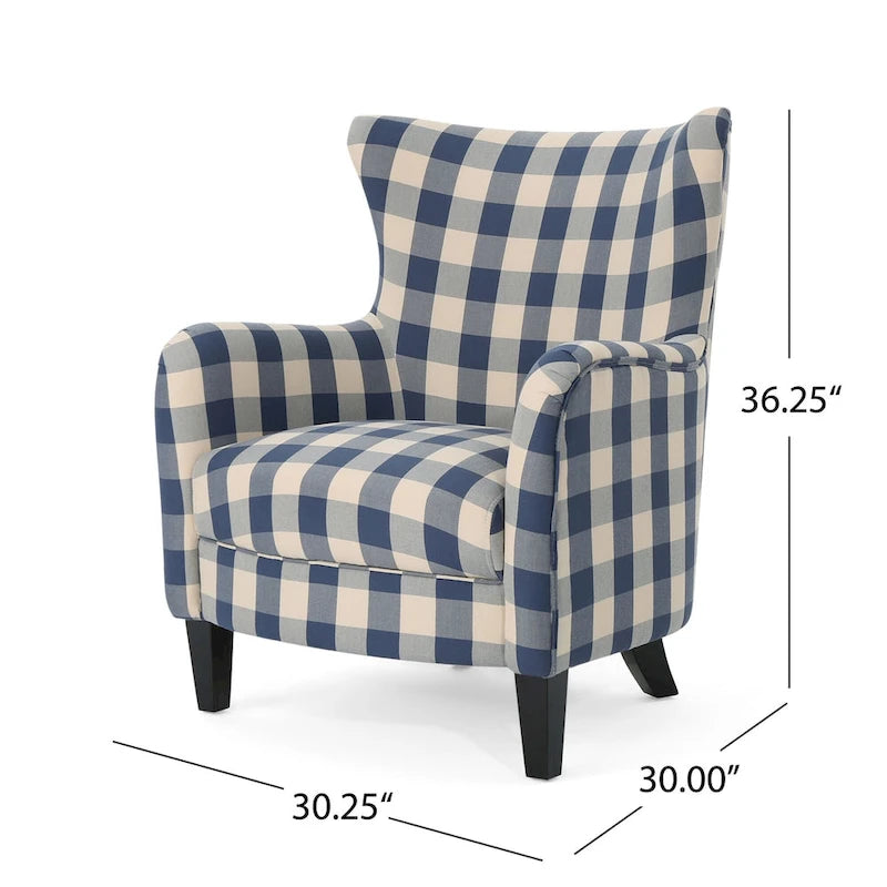 Fauteuil rembourré moderne rétro à dossier haut de 77 cm avec pieds en bois pour salon
