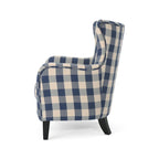 Fauteuil rembourré moderne rétro à dossier haut de 77 cm avec pieds en bois pour salon