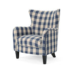 Fauteuil rembourré moderne rétro à dossier haut de 77 cm avec pieds en bois pour salon