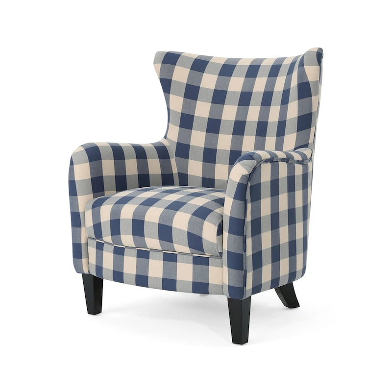 Fauteuil rembourré moderne rétro à dossier haut de 77 cm avec pieds en bois pour salon