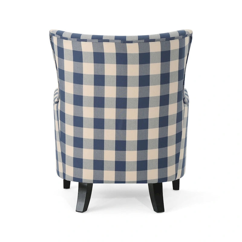 Fauteuil rembourré moderne rétro à dossier haut de 77 cm avec pieds en bois pour salon
