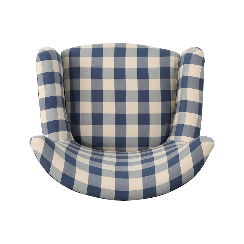 Fauteuil rembourré moderne rétro à dossier haut de 77 cm avec pieds en bois pour salon