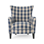 Fauteuil rembourré moderne rétro à dossier haut de 77 cm avec pieds en bois pour salon