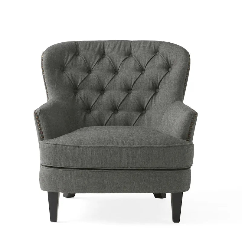 Fauteuil club moderne rembourré de 82,5 cm avec repose-pieds et clous décoratifs pour salon