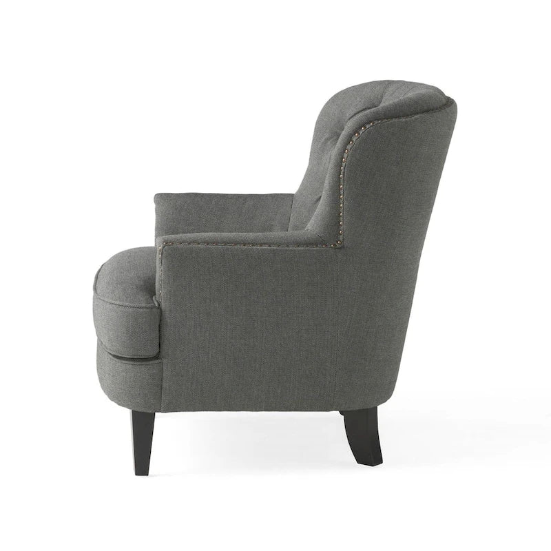 Fauteuil club moderne rembourré de 82,5 cm avec repose-pieds et clous décoratifs pour salon