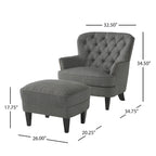 Fauteuil club moderne rembourré de 82,5 cm avec repose-pieds et clous décoratifs pour salon